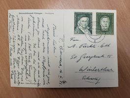 1955, Postkarte nach Winterthur von Tübingen