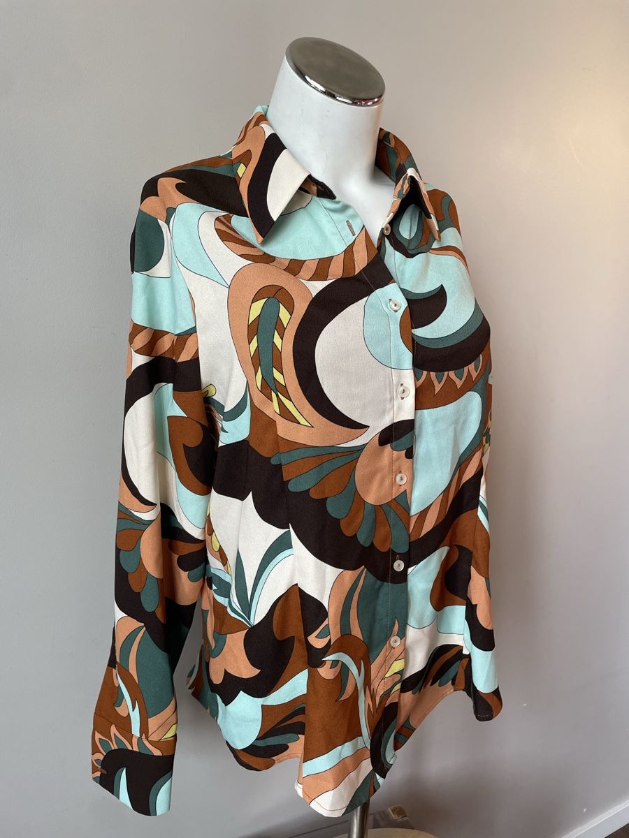 Mango Camicette: Chemise rétro abstrait - Mango - L  – Usato da Troinex venduto da Irisglo 3