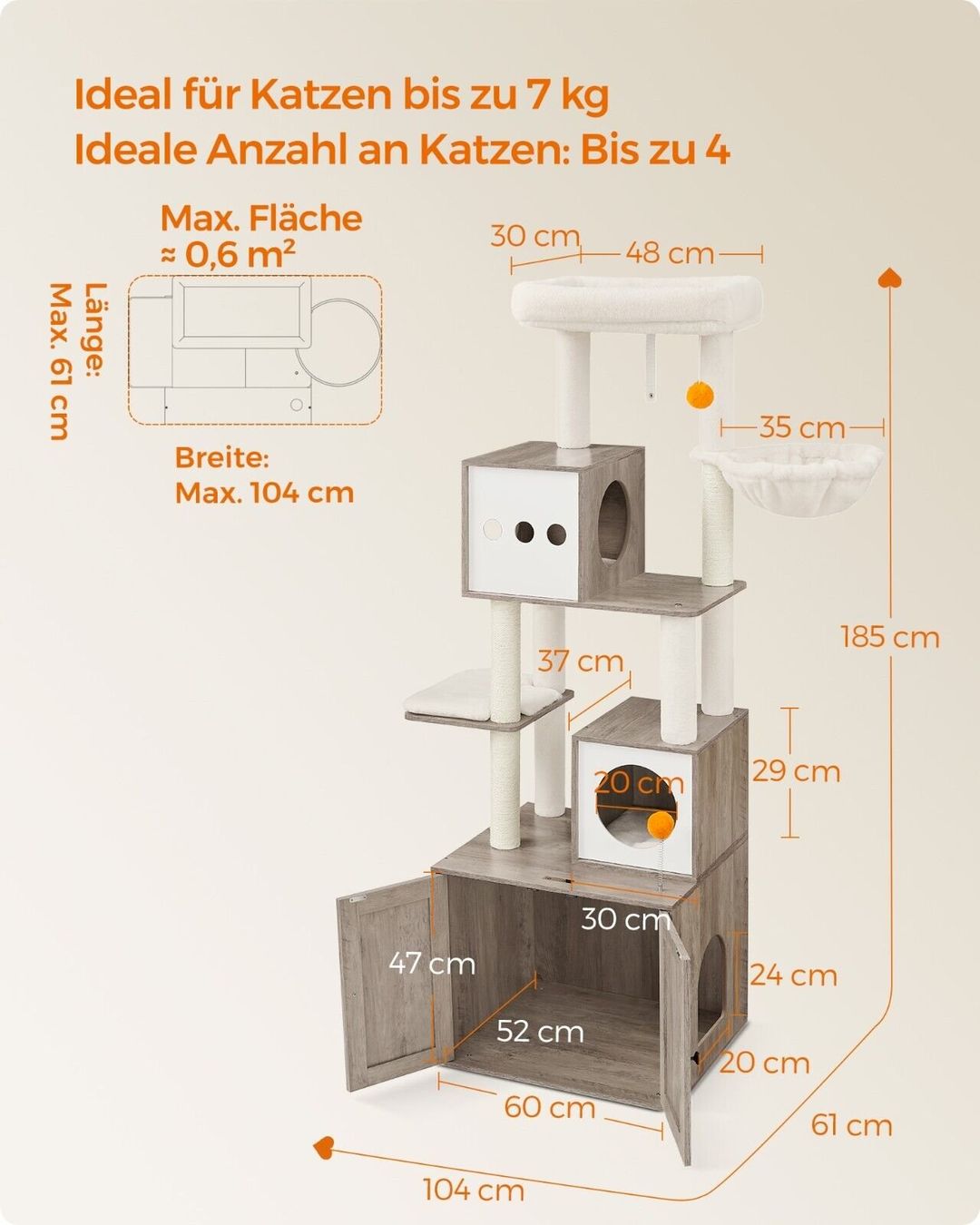 Arbres à chats: FEANDREA Kratzbaum 185cm – Neuf avec emballage d'origine à Bottighofen par zaap 3