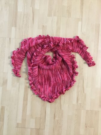 Dreiecktuch/Schal, handgestrickt Farbe Rottöne neu