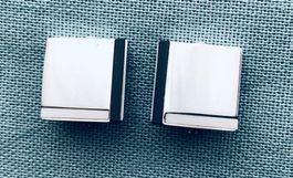 Vintage Ohrclips 90er-Jahre – Geometrisch Silber/Schwarz/Wei