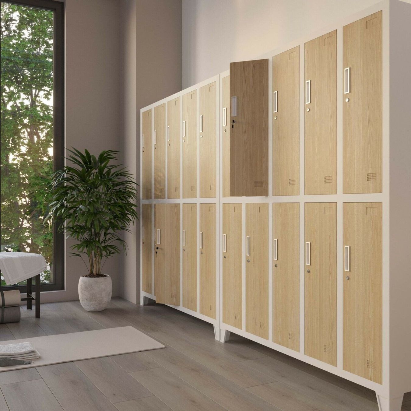Schränke: Schliessfachschrank 10 Fächer - Weiss/Holzoptik – Neu und originalverpackt aus Wallenwil von toesstal-vertrieb 6