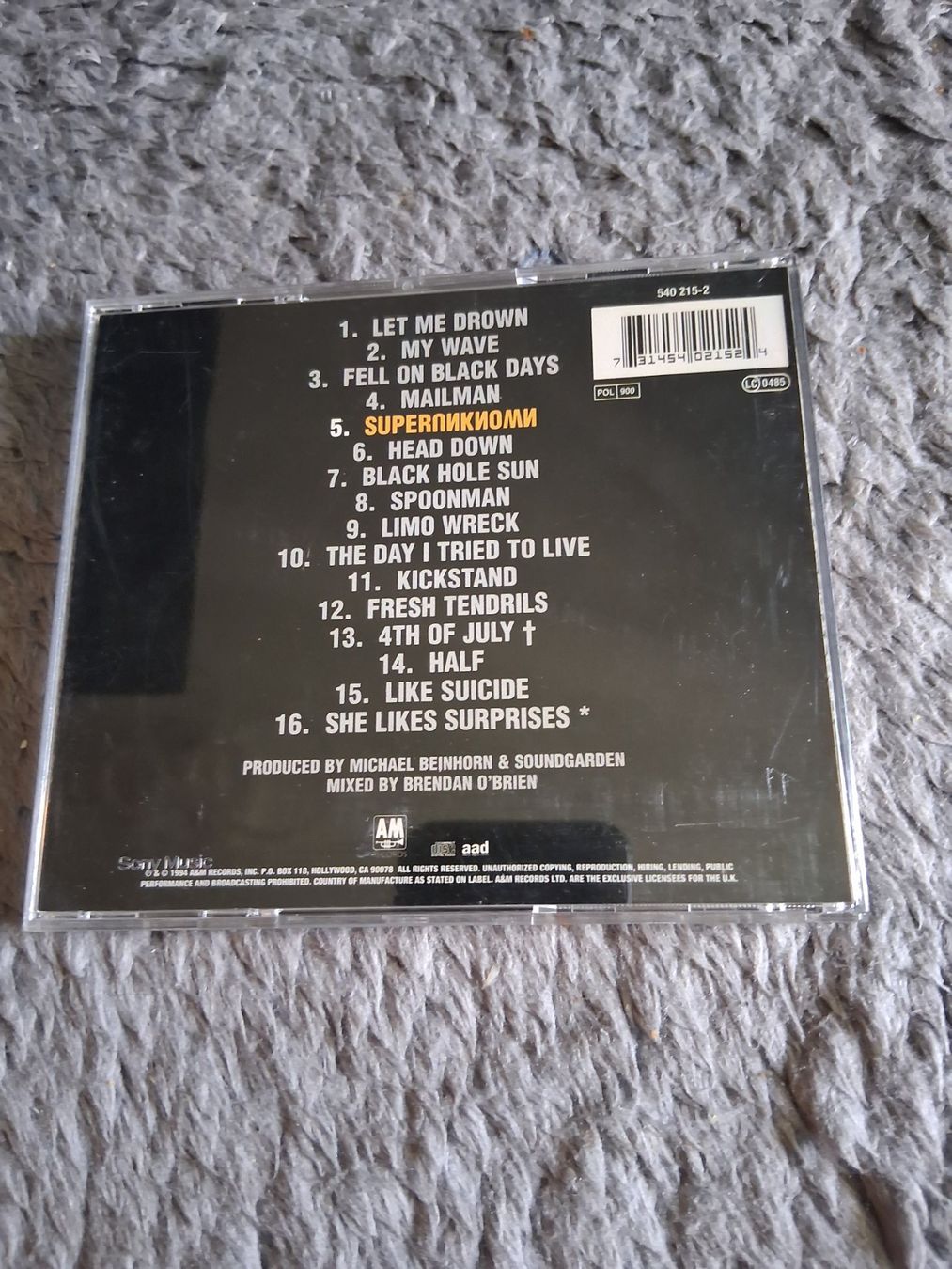 CD: SOUNDGARDEN        SUPERUNKNOWN     CD – Usato da Wetzikon ZH venduto da Ramones01 1