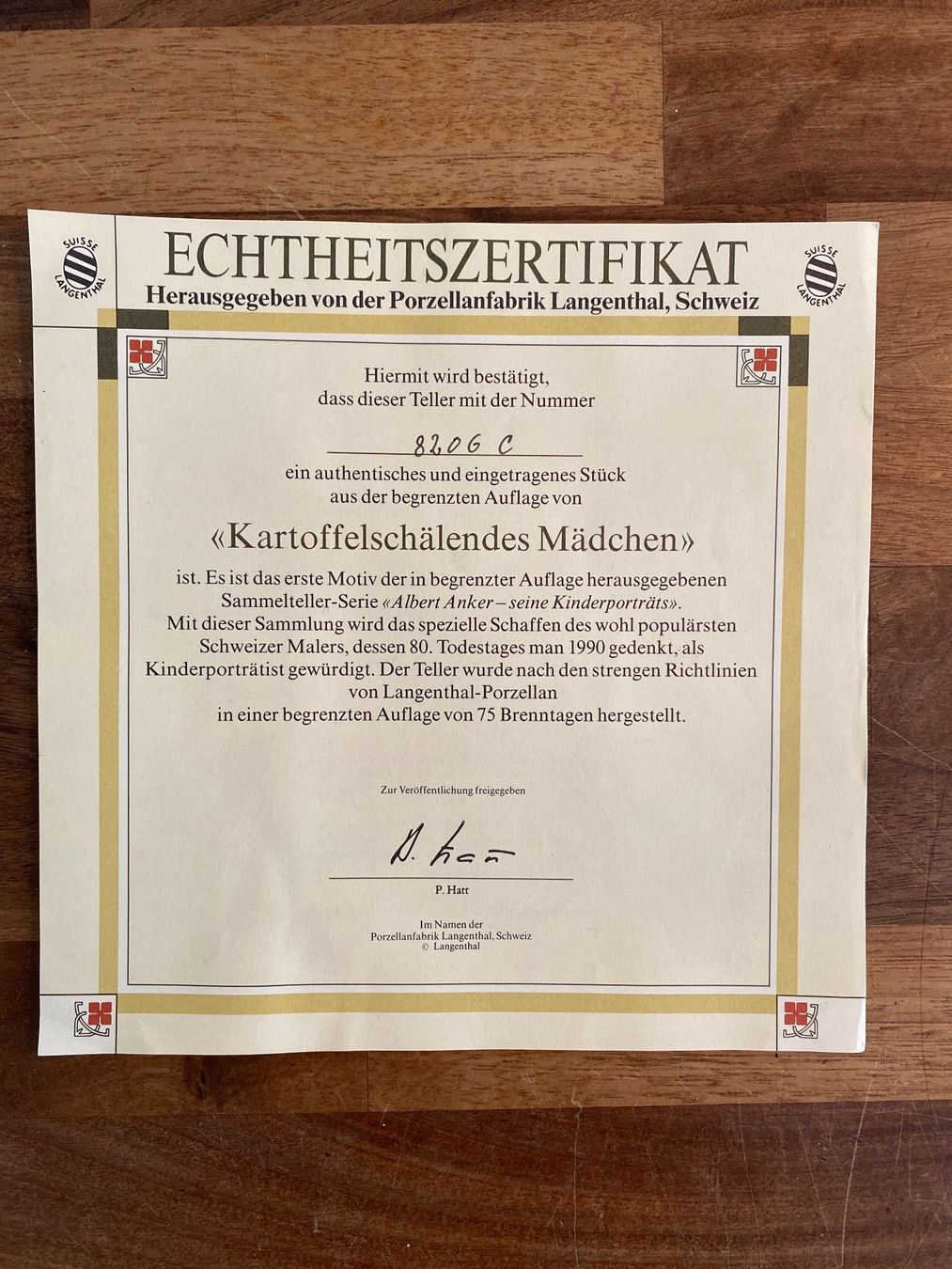 Teller: Anker Teller Kartoffelschälendes Mädchen – Gebraucht aus Malters von Basteln 2