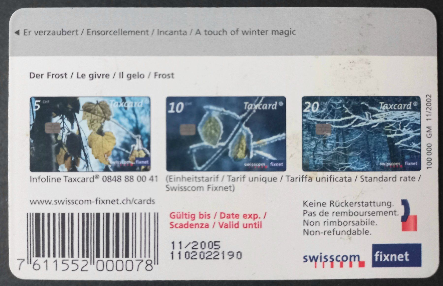 Swisscom Schede telefoniche: Telecard - Frost - CH – Usato da Niederuzwil venduto da lubimaja 1