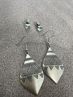2er Set Silberne Ohrhänger Ethno Muster, Sommer Schmuck