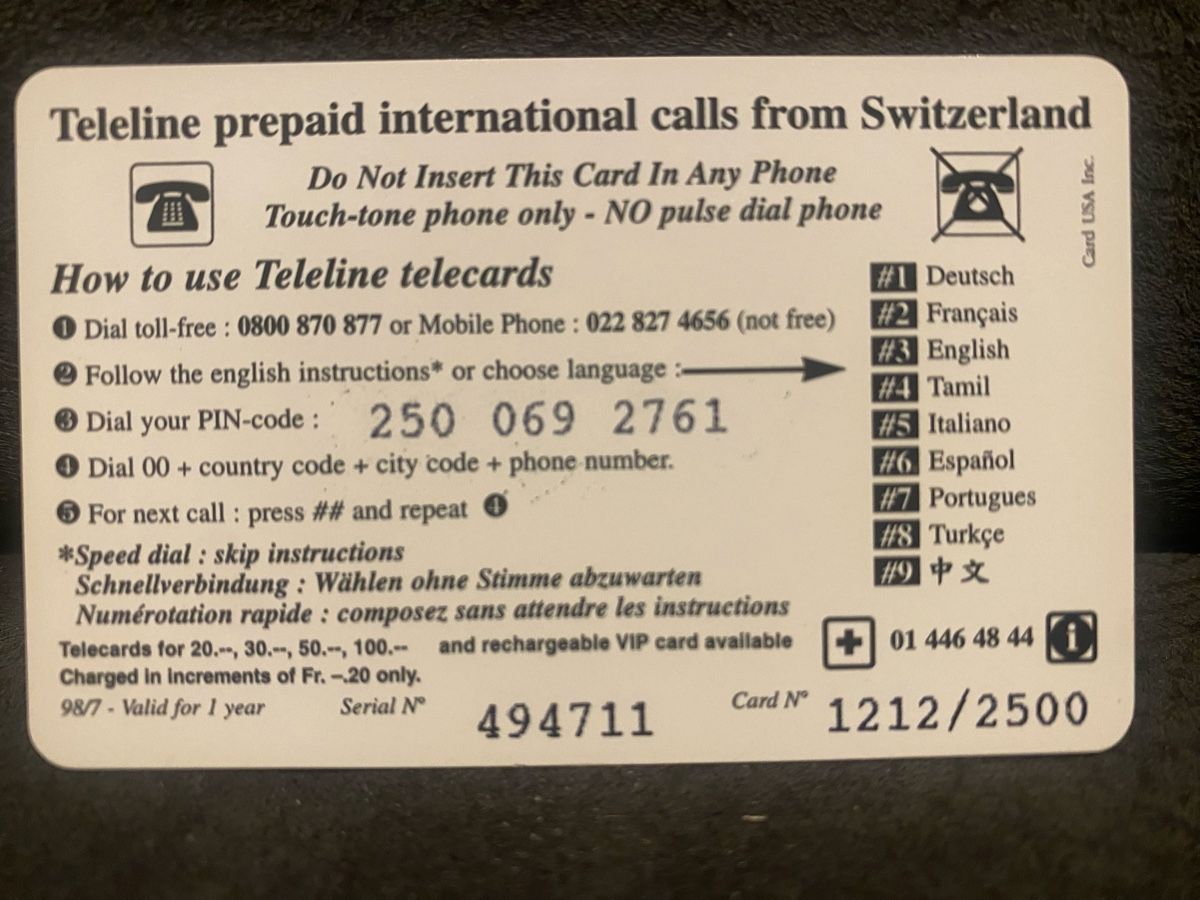 Telefon- & Taxkarten: Teleline – Gebraucht aus Lausanne von babacard10 1