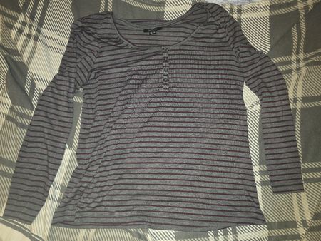 Esmera Shirt, gestreift, grau-lila, Langarm, Gr. L