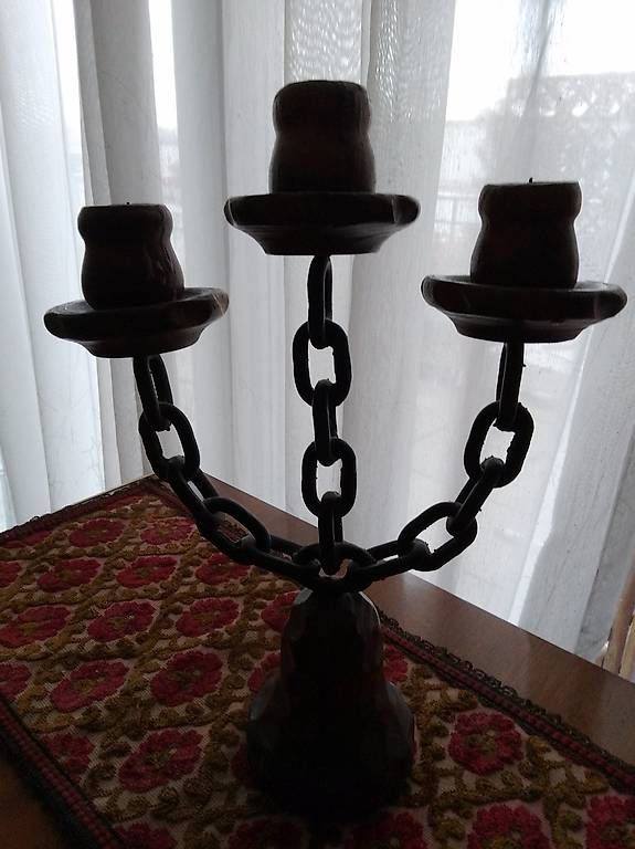 Bougeoirs: Chandelier rustique, bois/métal – D'occasion à Morges par pie_nbl7