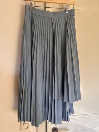 Pleated Wool asymmetric skirt Japan design light blue size S