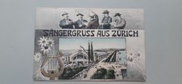 AK selten Zürich Sängergruss Musik Leier Edelweiss Chor 1905