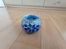 Teelicht handgefertigt blau