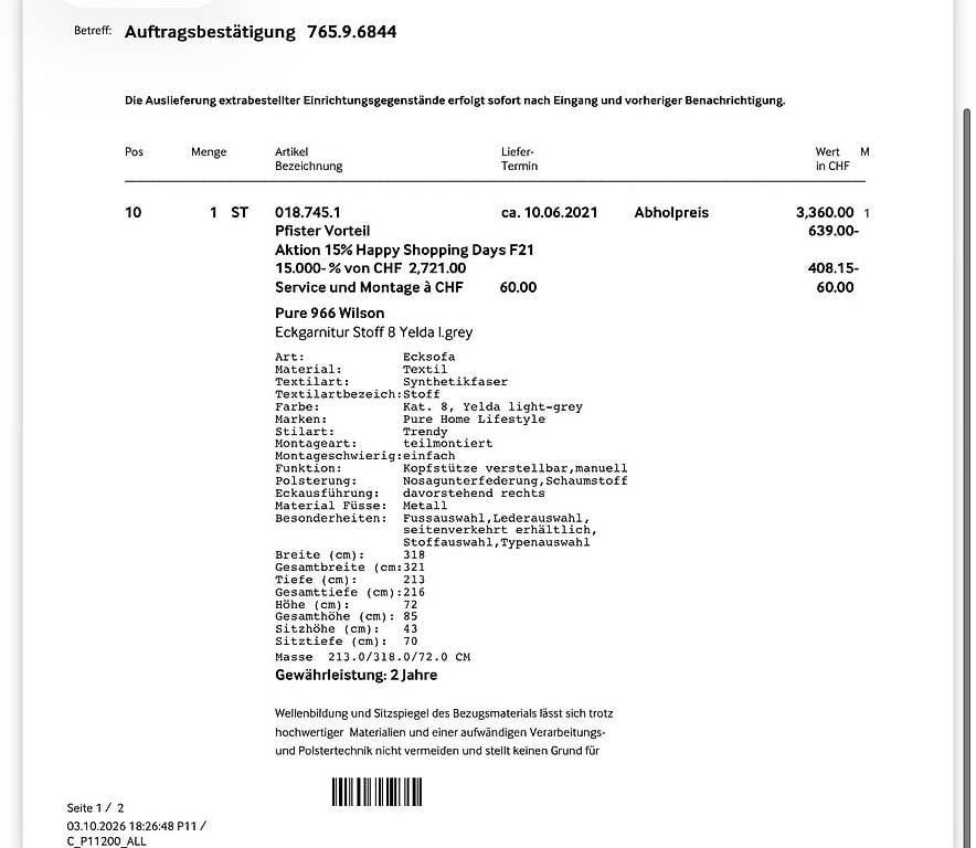Pfister Sofas: Ecksofa Pfister Pure 966 Wilson  hellgrau – D'occasion à Brüttisellen par tinaD_ 3