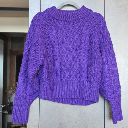 🐸 H&M STRICKPULLOVER M ZOPFMUSTER PULLOVER VIOLETT