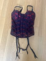 Bordeaux-schwarzer Corsage mit Spitze, Gr. 75A/34A