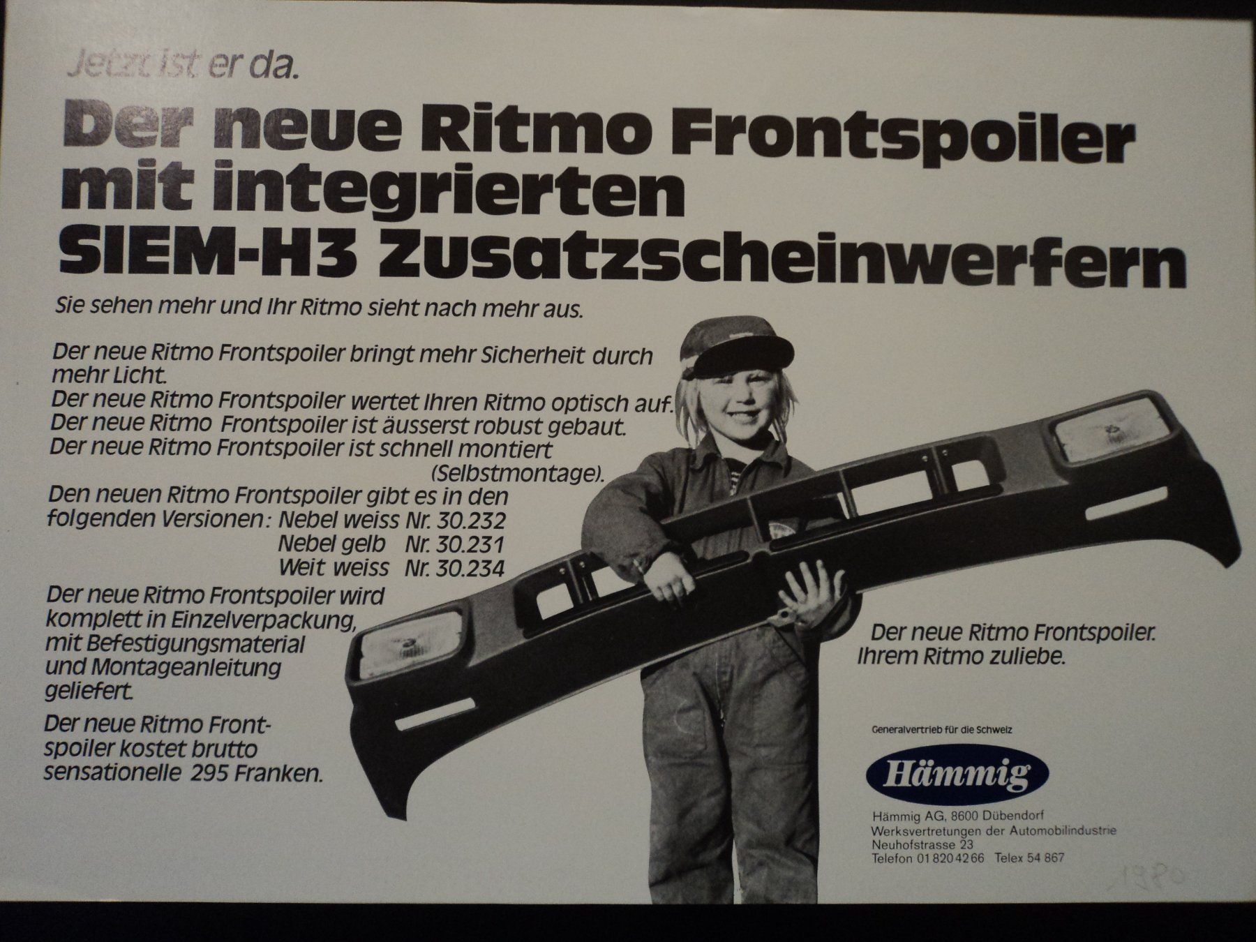 Fiat Dokumente: Prospekt Fiat Ritmo 1980 Frontspoiler Kit – Gebraucht aus Schwarzenburg von modelCARama 1