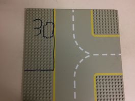 LEGO Grey Vintage space T-Junction Road plate 32 x 32 used‪