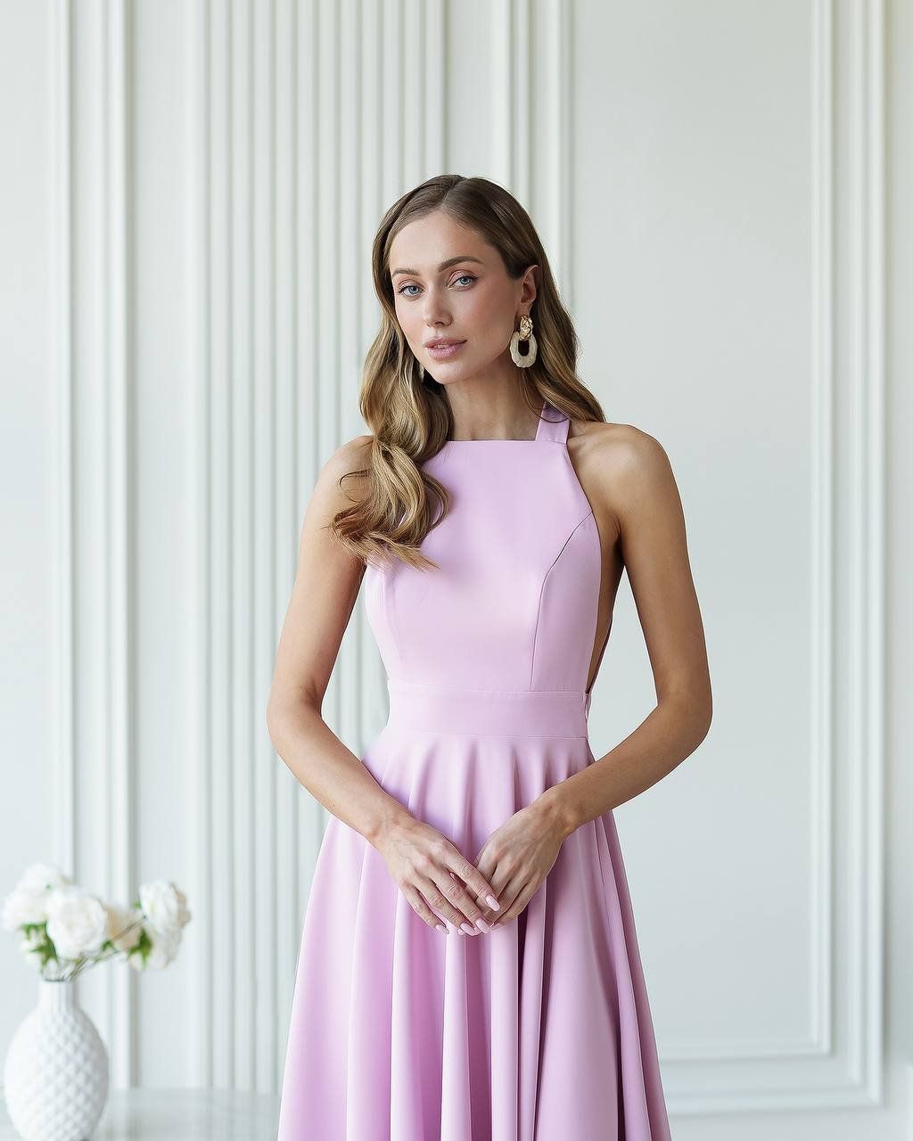 Vestiti: Rosa Elegant Midi Dress with Bow Size: M – Nuovo e nell'imballaggio originale da Zürich venduto da Ms.Me-Fashion 7