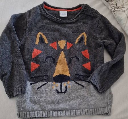 Süsser Smile Pulli Gr. 92 gestreift Katze