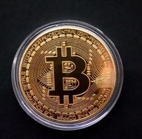 Bitcoin Sammlermünze goldfarben in Kapsel neu