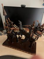 Dekorative Holzfigur Elefanten-Kampf mit Kriegern