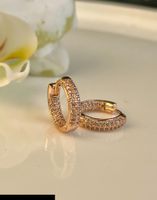 Créoles plaqué or rose et zircons blancs - tampon 585