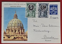 VATIKAN GANZSACHE POSTKARTE ZUSATZFRA. BUOCHS NIDWALDEN 1954