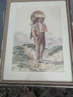 Vintage J. Wagner Alpine Watercolor – Clock Carrier