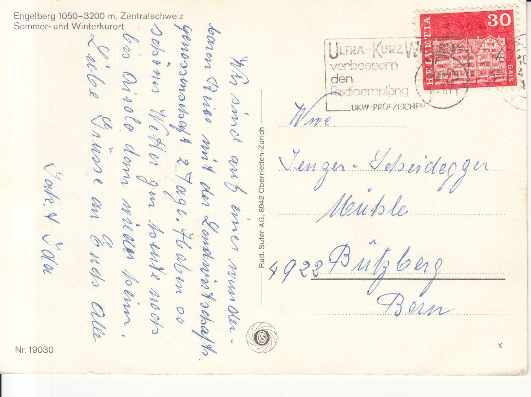 Ansichtskarten: Engelberg ca. 1970 – Gebraucht aus Bürglen TG von StampGraf 1