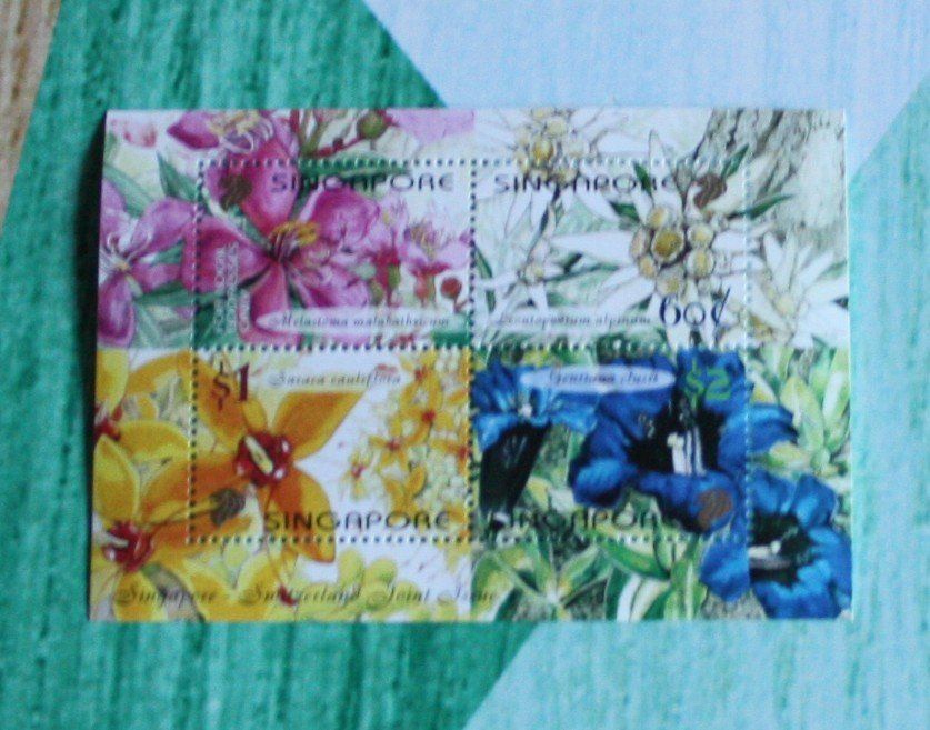 Alle Briefmarken: 1 Bogen Briefmarken Floral Singapur – Gebraucht aus Flüelen von Alt-und-Neu 1