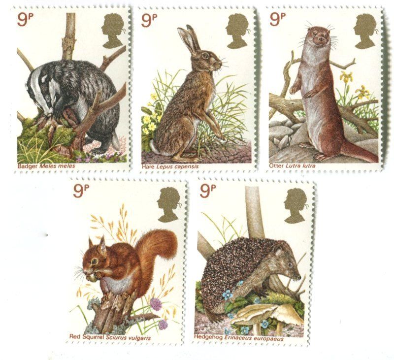 Tutti i francobolli: Briefmarken "Igel, Hase, Dachs, Eichhörnchen". England – Nuovo e nell'imballaggio originale da Basel venduto da Butsch5