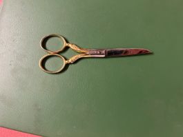 Vintage Stickschere / Nähschere vergoldet, Top Zustand!