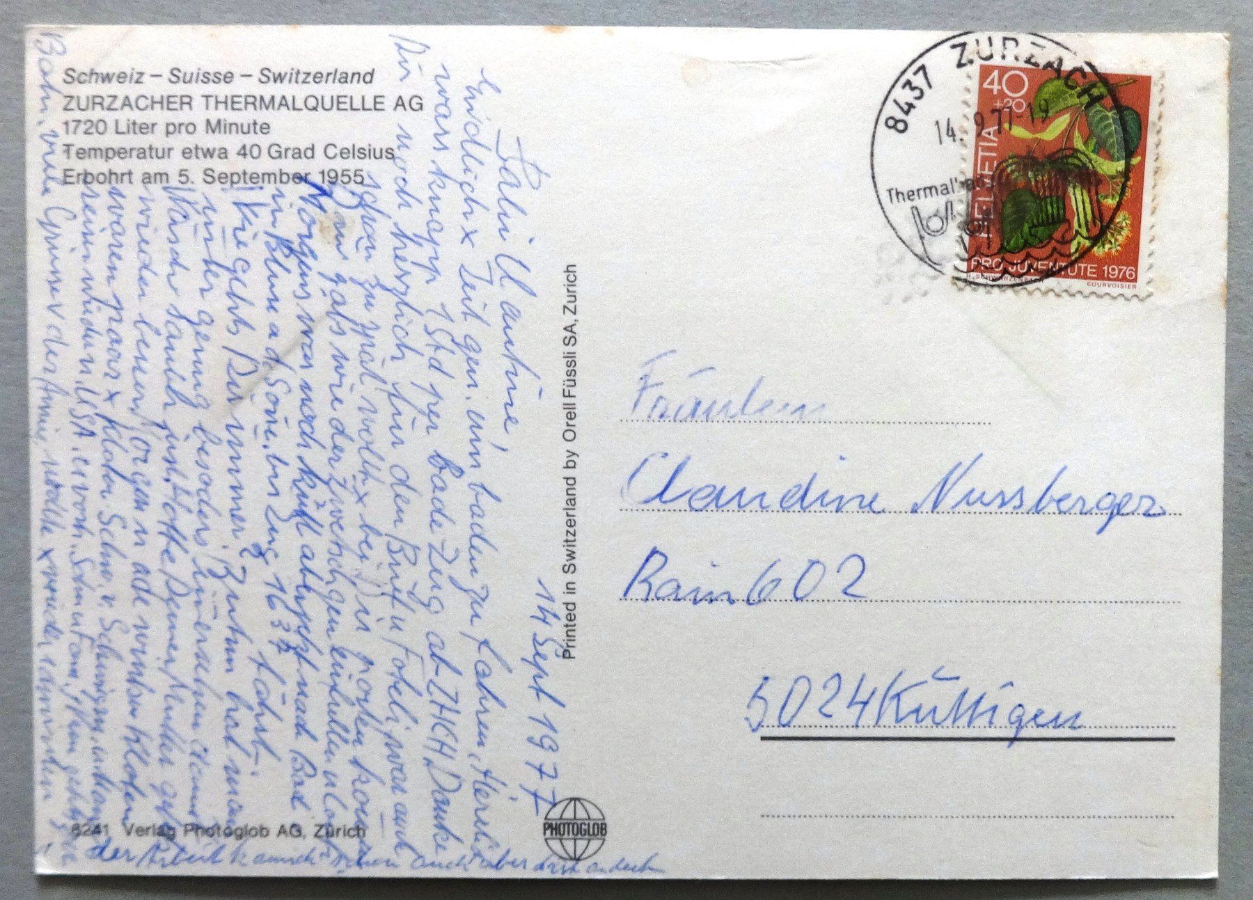 Cartoline postali: Zurzacher Thermalquelle AG – Difettoso da Fétigny venduto da Billy2miny 1
