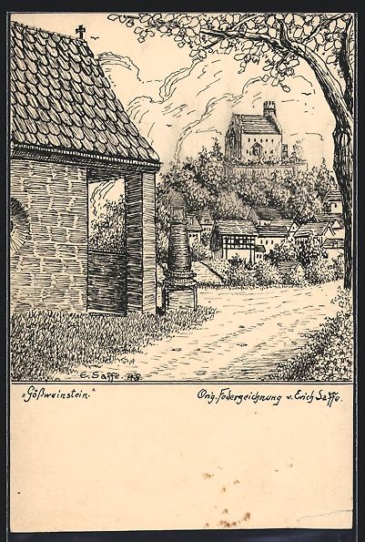 Cartes postales: Handgemalt: Gössweinstein, Teilansicht  – D'occasion à Berlin par bartko-reher