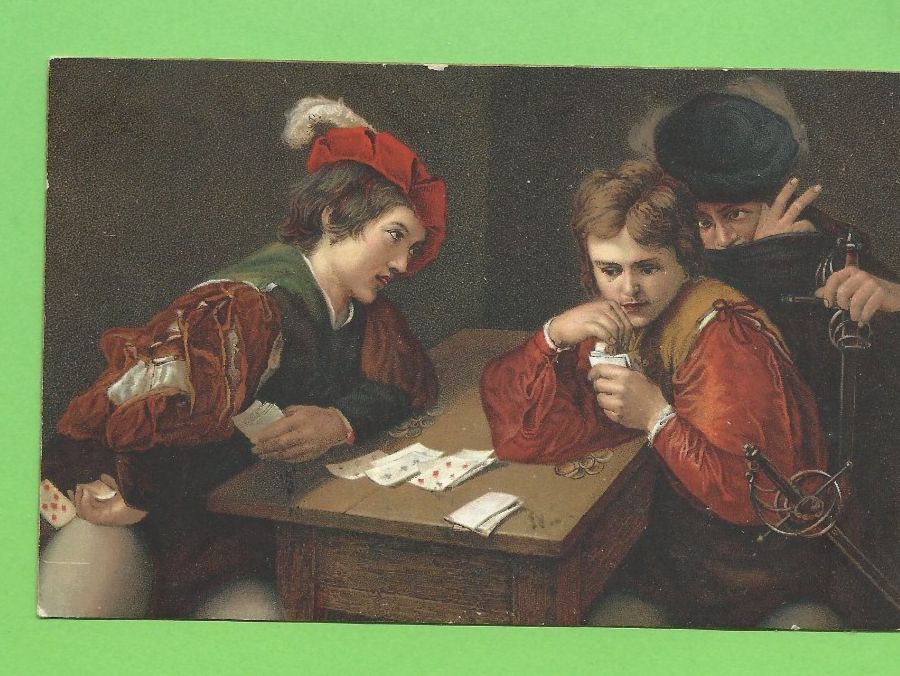 Cartoline postali: Alte Ansichtskarte "Der Falschspieler" um 1900 – Usato da Zürich venduto da t24_de