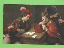 Alte Ansichtskarte "Der Falschspieler" um 1900