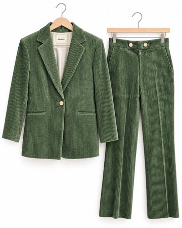 Sandro Cord-Anzug Zweiteiler grün Blazer & Hose