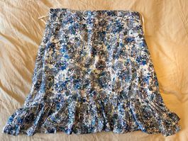 Jupe Suncioo Paris bleu/blanc à fleurs, à volants – taille 2