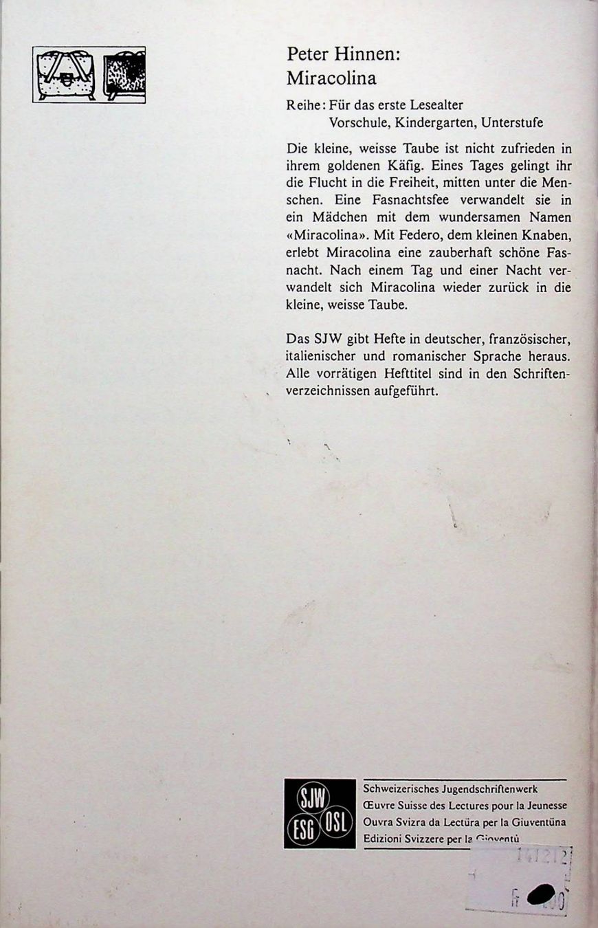 Bücher: SJW 1587 Peter Hinnen Miracolina EA 1981 – Gebraucht aus Reitnau von Zaomir 1