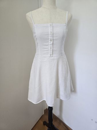 Hollister Kleid Gr. S – Weiß Sommerkleid Leinenmix Knöpfe 