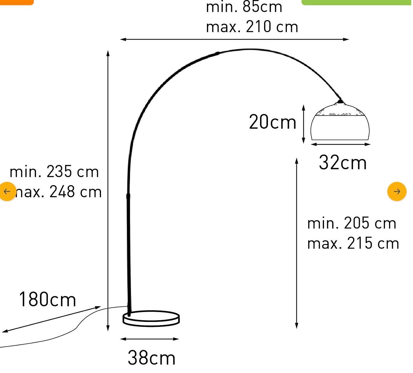 Lampes: Grosse Bogenleuchte - Stehlampe Messing – D'occasion à Ennetmoos par Ggander1 1