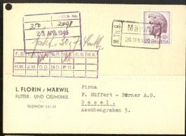 Timbre Pestalozzi obl. Mittelthurgaubahn Märwil 20.04.1946