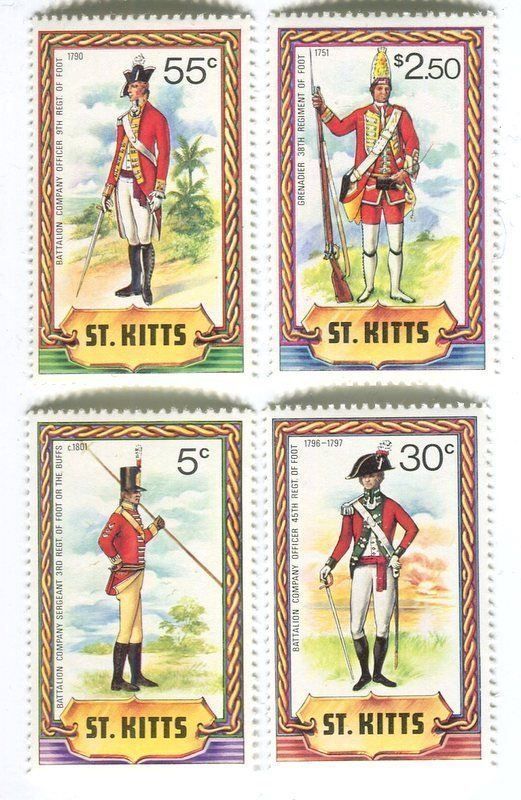 Tutti i francobolli: Briefmarken "Uniform". St. Kitts. – Nuovo e nell'imballaggio originale da Basel venduto da Butsch5
