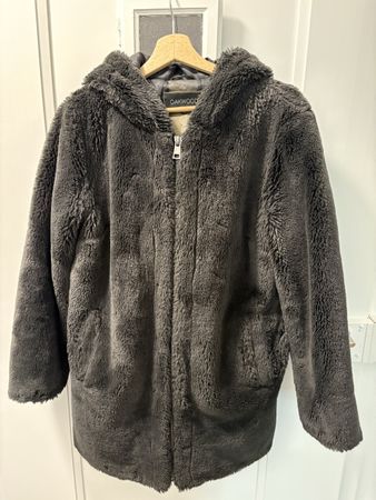Oakwood Jacke Kunstfell mit Kapuze dunkelbraun Damen