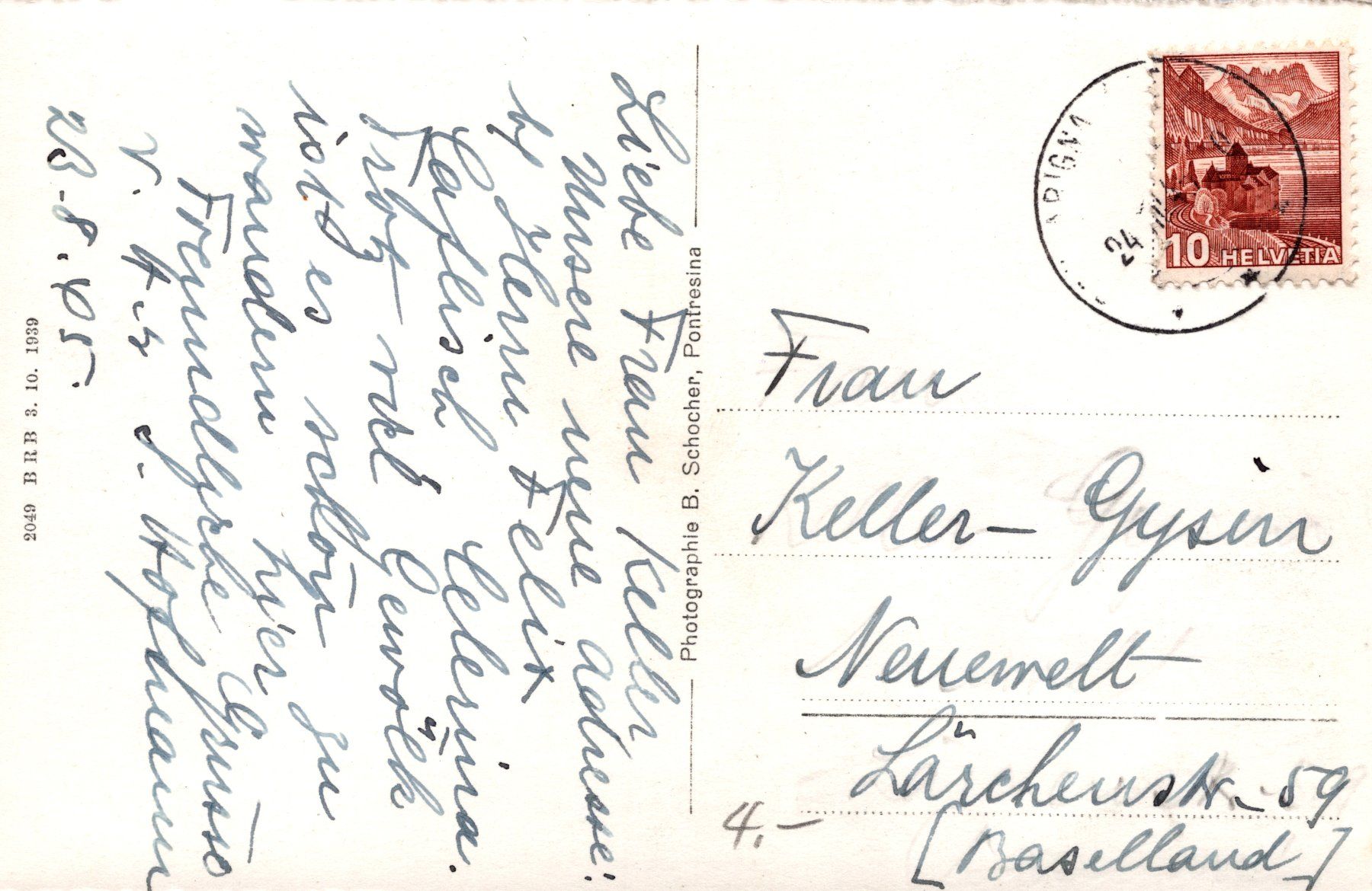 Cartoline postali: 0109 - Postkarte / Ansichtskarte - Bernina Passstrasse – Usato da Reinach BL venduto da Boston-Verkauf 1