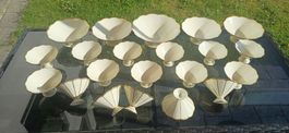 Kgl. priv. Tettau Porzellan Dessert-Set Elfenbein mit Goldra