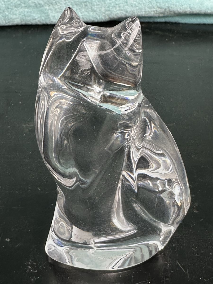 Lambert Bicchieri: Sculpture Chat Cristal Signé Val St Lambert – Usato da Lausanne venduto da artnouveau04 2