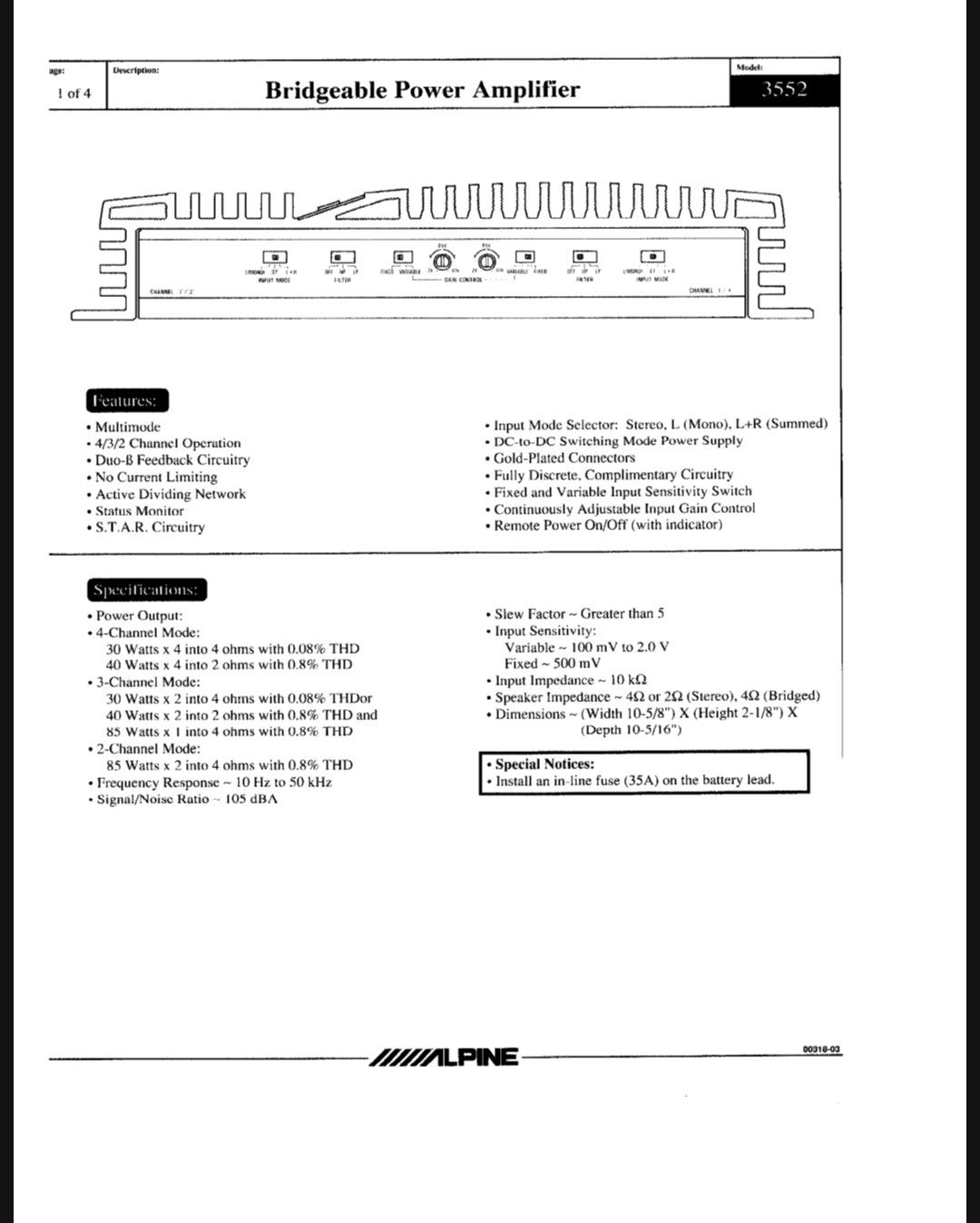 Alpine Amplificatori: Alpine 4 Channel Amplifier gebraucht – Usato da Matzingen venduto da Sandro3005 4