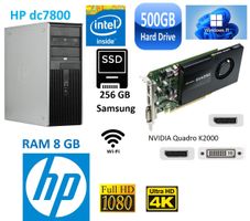 PC HP CAD dc7800 8GB 256GB Samsung SSD 500GB Win11pro