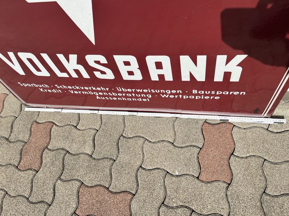 Insegne: Riesiges Email Emaille Schild Volksbank 50er Jahre 117x78 cm – Usato da Hefenhofen venduto da n0rt0n 8